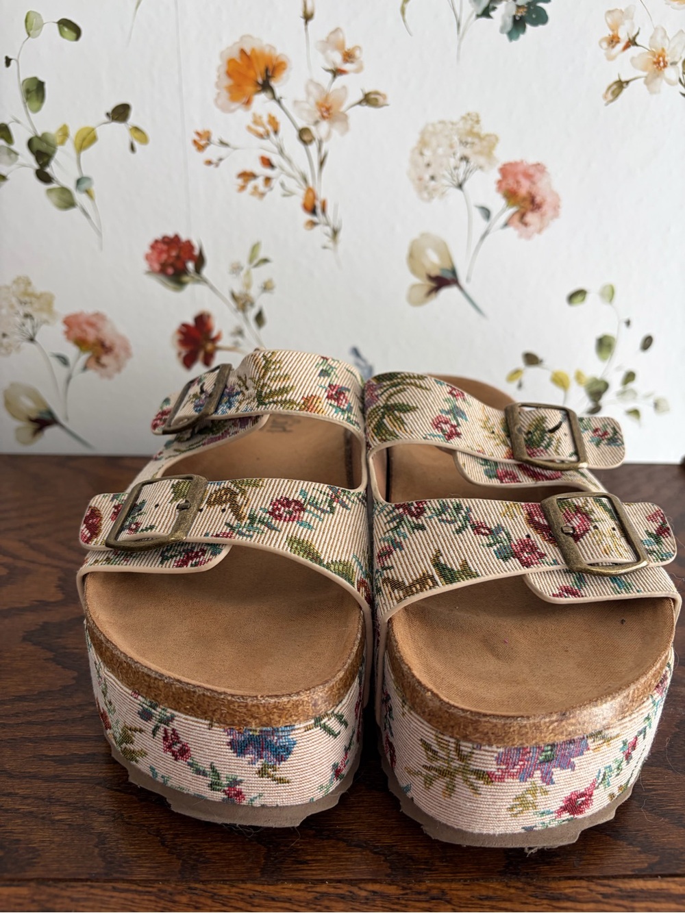 Corkys Beige Floral Platform Clog Sandals - Picture 5 of 5